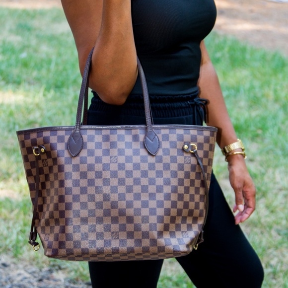 LOUIS VUITTON DAMIER EBENE CANVAS NEVERFULL MM TOTE BAG AR2144 - Picture 6 of 6